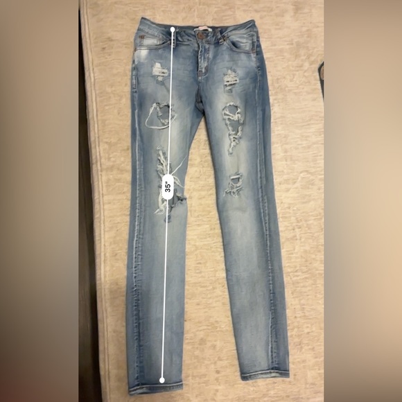 REFUGE Mid Rise Skinny Stretch Distressed Jegging Jeans Size 6 - Picture 6 of 7